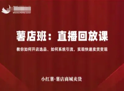 小红薯薯店商城卖货直播回放课,教你如何开店选品、如何系统引流,实现快速卖货变现-来友网创