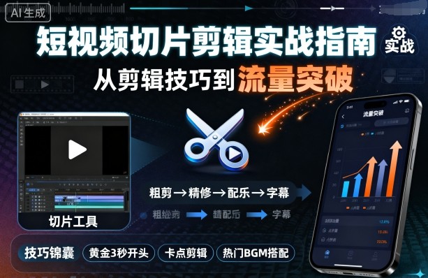短视频切片剪辑实战指南,从剪辑技巧到流量突破-来友网创