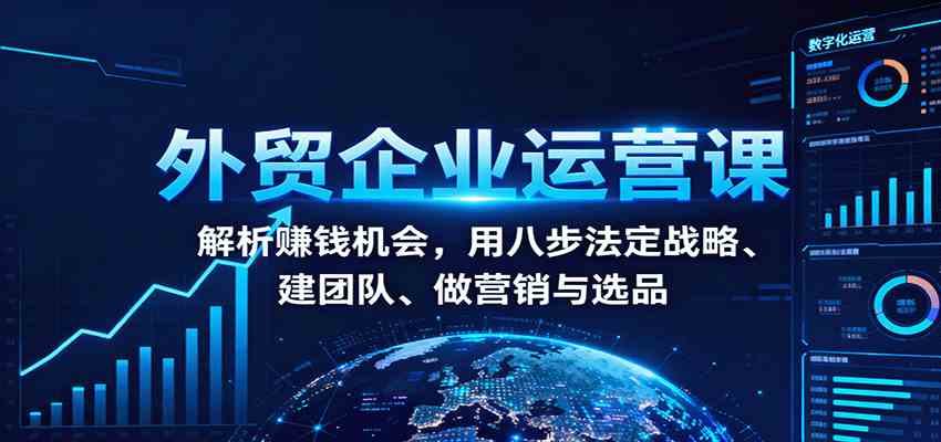 外贸企业运营课:解析赚钱机会,用八步法定战略、建团队、做营销与选品-来友网创
