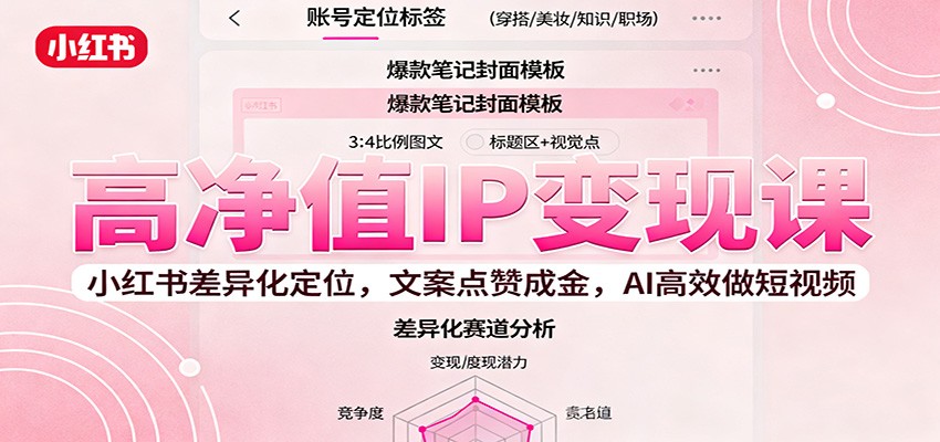 高净值IP变现课:小红书差异化定位,文案点赞成金, AI高效做短视频-来友网创