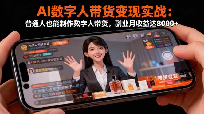 (16377期)AI数字人带货变现实战:普通人也能制作数字人带货,副业月收益达8000+-来友网创