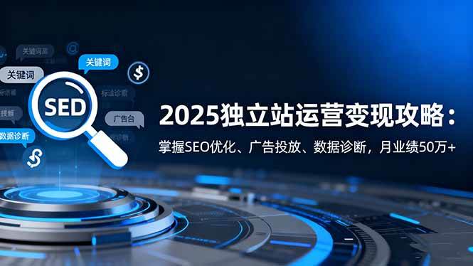 (16371期)2025独立站运营变现攻略:掌握SEO优化、广告投放、数据诊断,月业绩50万+-来友网创