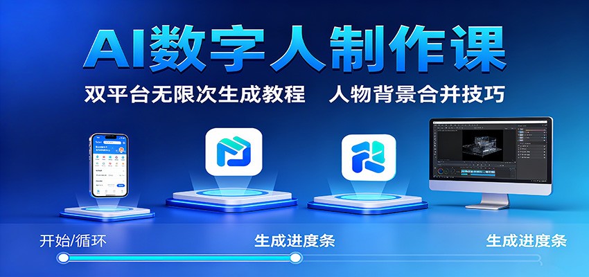 AI数字人制作课:双平台无限次生成教程,人物背景合并技巧-来友网创