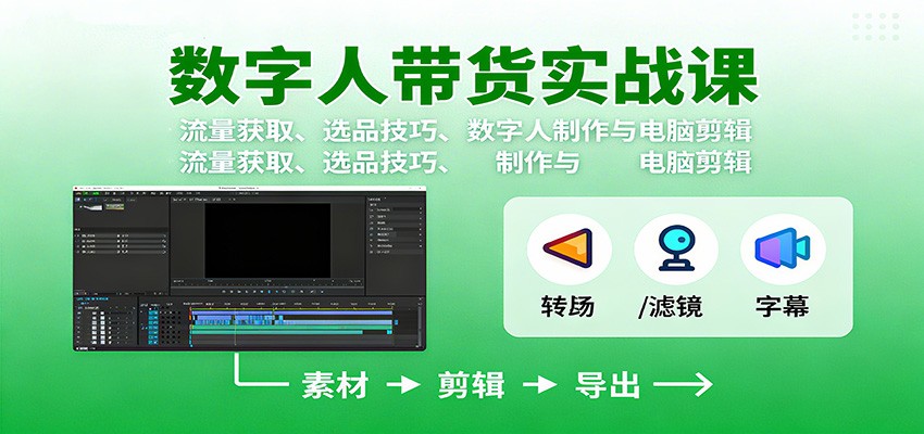 数字人变现实战课:流量获取、选品技巧、数字人制作与电脑剪辑-来友网创