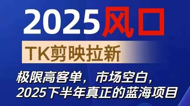 2025风口TK剪映capcut拉新项目,极限高客单,市场空白,2025下半年真正的蓝海项目-来友网创