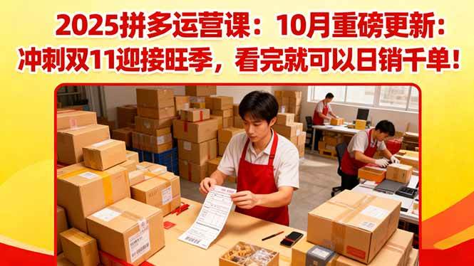 (16400期)2025拼多多运营课:10月重磅更新:冲刺双11迎接旺季,看完就可以日销千单-来友网创