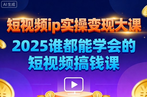 短视频ip实操变现大课,7月26-27日广州站线下课,2025谁都能学会的短视频搞钱课-来友网创