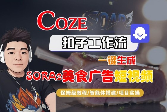 Coze扣子智能体工作流一键生成“SORA2美食广告“短视频,全流程保姆级教学-来友网创