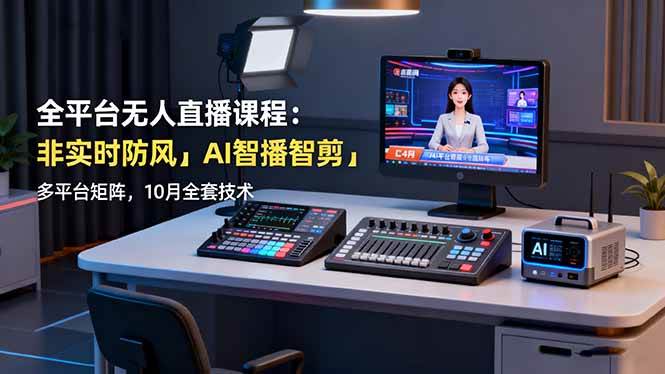 (16414期)全平台无人直播课程:非实时防风+AI智播智剪+多平台矩阵,10月全套技术-来友网创