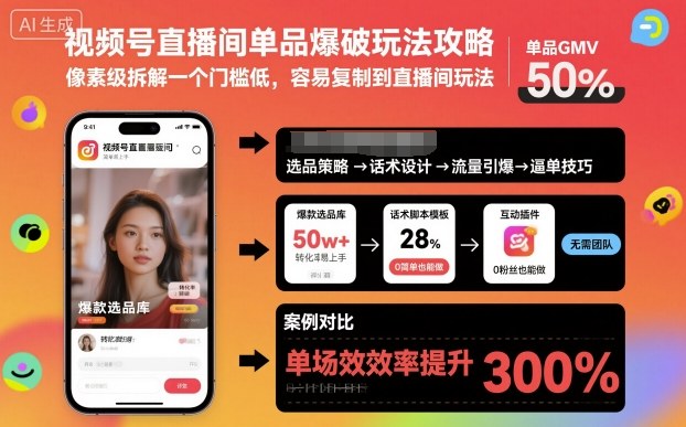 视频号直播间单品爆破玩法攻略,像素级拆解一个门槛低,容易复制到直播间玩法-来友网创