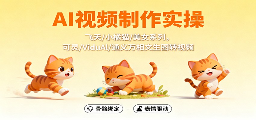AI视频制作实操,飞天/小橘猫/美女系列,可灵/ViduAl/通义万相文生图转视频-来友网创