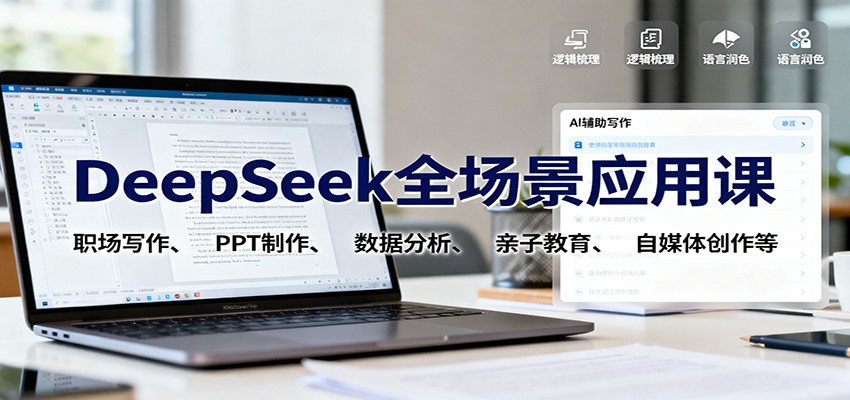 DeepSeek全场景应用课:职场写作、 PPT制作、数据分析、亲子教育、自媒体创作等-来友网创