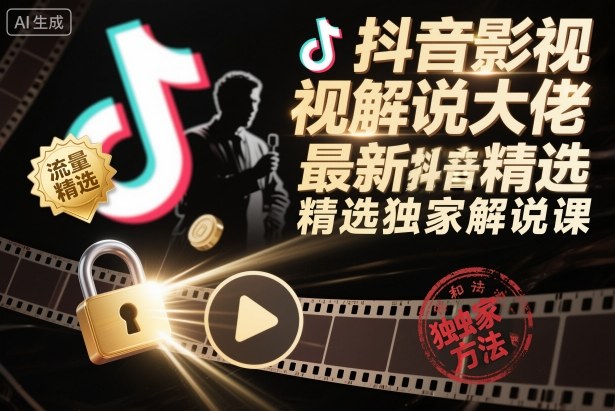抖音影视解说大佬最新抖音进精选和独家方法,精选独家解说课-来友网创