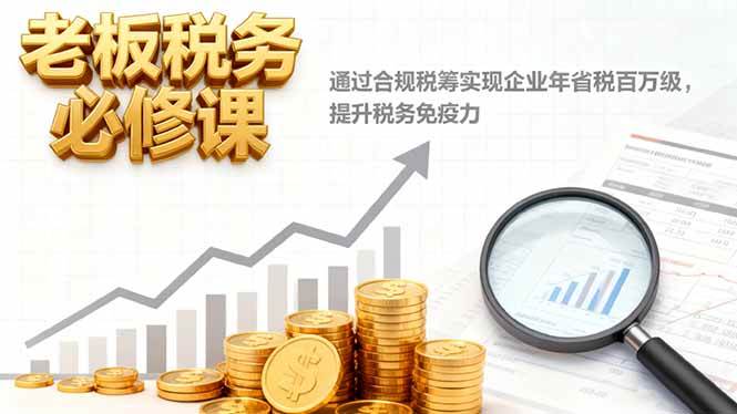 (16426期)老板税务必修课,通过合规税筹实现企业年省税百万级,提升税务免疫力-来友网创