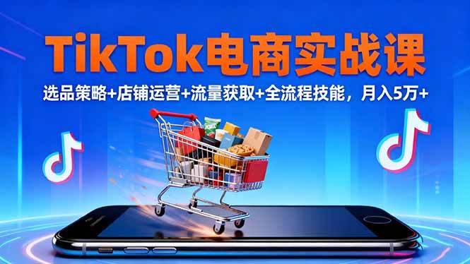 (16422期)TikTok电商实战课10月,选品策略+店铺运营+流量获取+全流程技能,月入5万+-来友网创