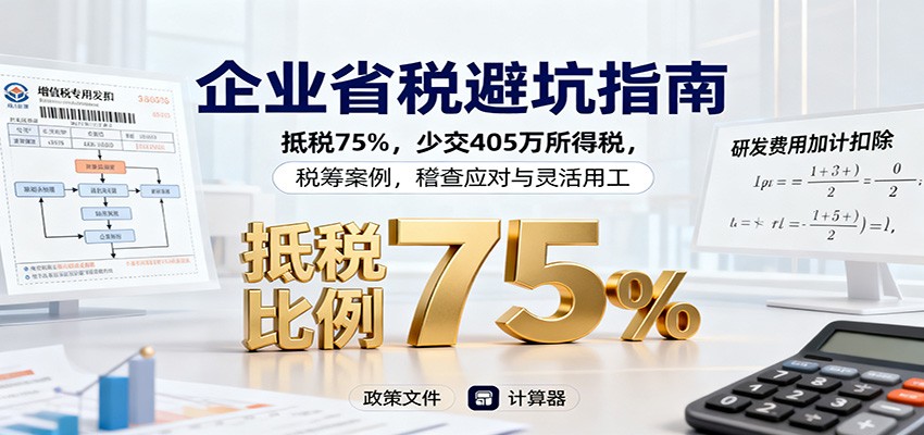 企业省税避坑指南:抵税75%,少交405万所得税,税筹案例,稽查应对与灵活用工-来友网创