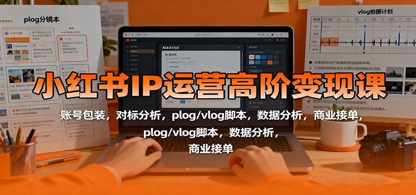小红书IP运营高阶变现课:账号包装,对标分析,plog/vlog脚本,数据分析,商业接单-来友网创