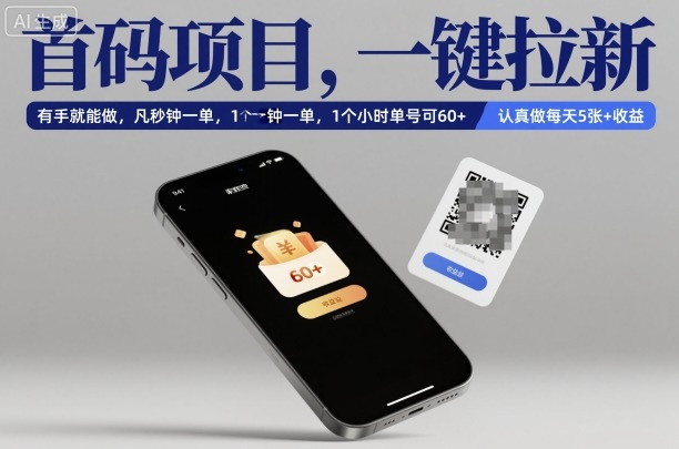 首码项目,一键拉新,有手就能做,几秒钟一单,1个小时单号可60+,认真做每天5张+收益【揭秘】-来友网创