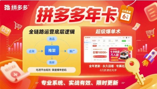 拼多多年卡,拼多多全链路运营底层逻辑,超级爆单术【更新10月】-来友网创