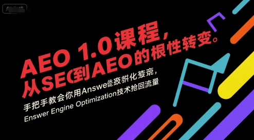 AEO 1.0 课程,从SEO到AE0的基命性转变,手把手教会你用AnswerEngineOptimization技术抢回流量(更新)-来友网创