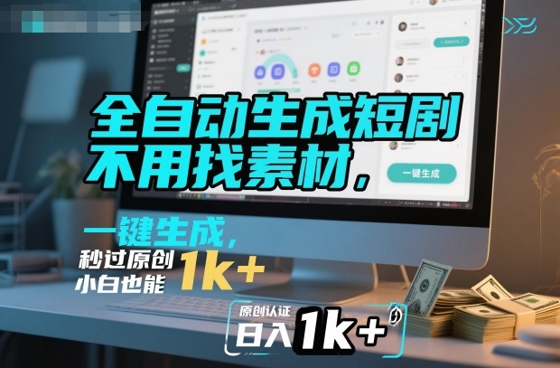 全自动生成短剧,不用找素材,不用剪辑,一键生成,秒过原创,小白也能轻松日入1k+【揭秘】-来友网创