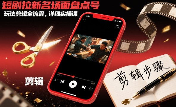 短剧拉新名场面盘点号玩法剪辑全流程,详细实操课-来友网创