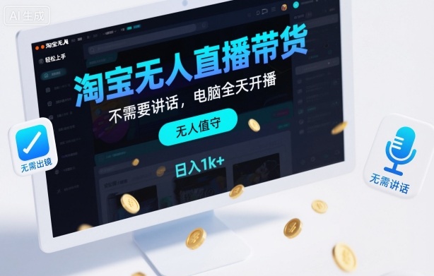 淘宝无人直播带货,不需要出镜,不需要讲话,电脑全天开播,轻松上手,日入1k+【揭秘】-来友网创
