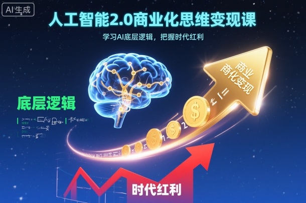 人工智能2.0商业化思维变现课,学习AI底层逻辑,把握时代红利-来友网创