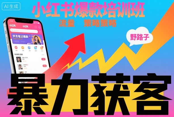 小红书爆款培训班,小红书获客野路子流量打法,暴力持续获客-来友网创
