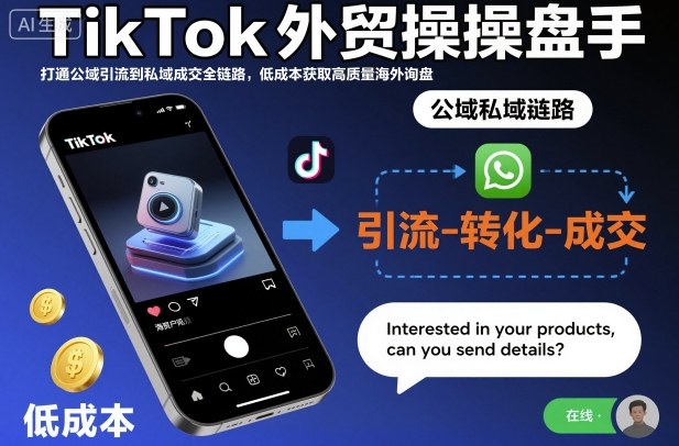 TikTok外贸操盘手,打通公域引流到私域成交全链路,低成本获取高质量海外询盘-来友网创