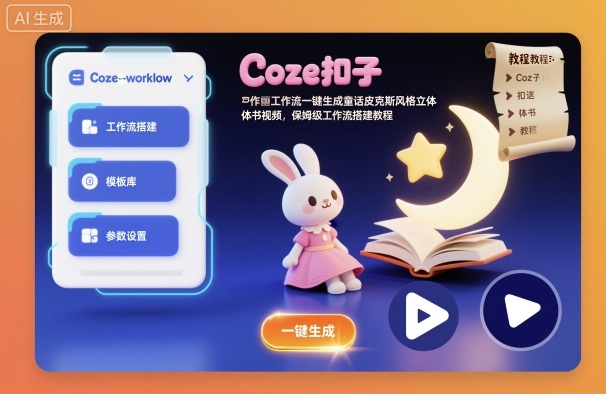 Coze扣子工作流一键生成童话皮克斯风格立体书视频,保姆级工作流搭建教程-来友网创