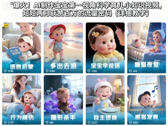 爆火!AI制作宝宝第一视角科学育儿小知识视频,短短两月获赞百万的流量密码(详细教学)-来友网创