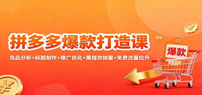 拼多多爆款打造课:竞品分析+标题制作+推广优化+黑搜改销量+免费流量拉升-来友网创