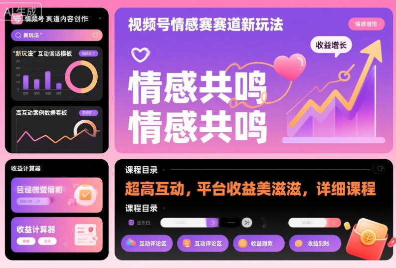 视频号情感赛道新玩法,超高互动,平台收益美滋滋,详细课程-来友网创