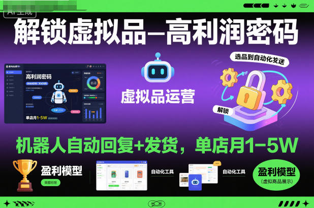 解锁虚拟品高利润密码:机器人自动回复+发货,单店月1-5W【揭秘】-来友网创