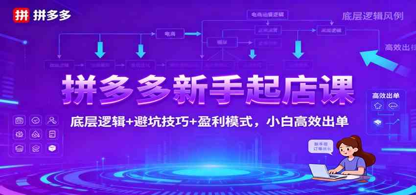 拼多多新手起店课:底层逻辑+避坑技巧+盈利模式,小白高效出单-来友网创