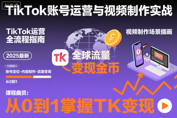 2025最新TikTok账号运营与视频制作实战全流程,从0到1掌握TK变现(含11月最新TK搬运技术)-来友网创