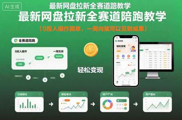 最新网盘拉新全赛道陪跑教学,0投入操作简单,一周内就可以见到成果-来友网创