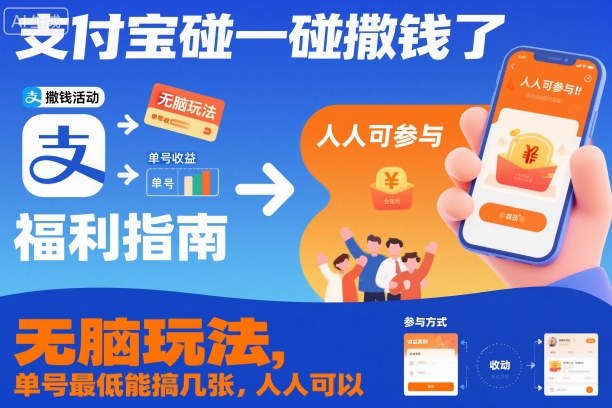 支付宝碰一碰撒钱了,无脑玩法,单号最低能搞几张,人人可以撸【揭秘】-来友网创