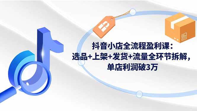 (16593期)抖音小店全流程盈利课:选品+上架+发货+流量全环节拆解,单店利润破3万-来友网创