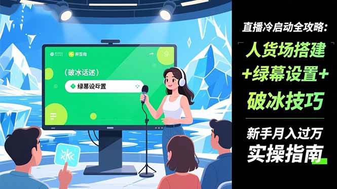 (16605期)直播冷启动全攻略:人货场搭建+绿幕设置+破冰技巧,新手月入过万实操指南-来友网创