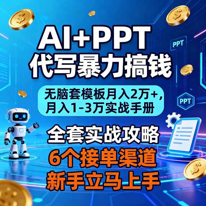 (16783期)AI+PPT代写暴力搞钱:无脑套模板月入2万+,月入1-3万实战手册-来友网创