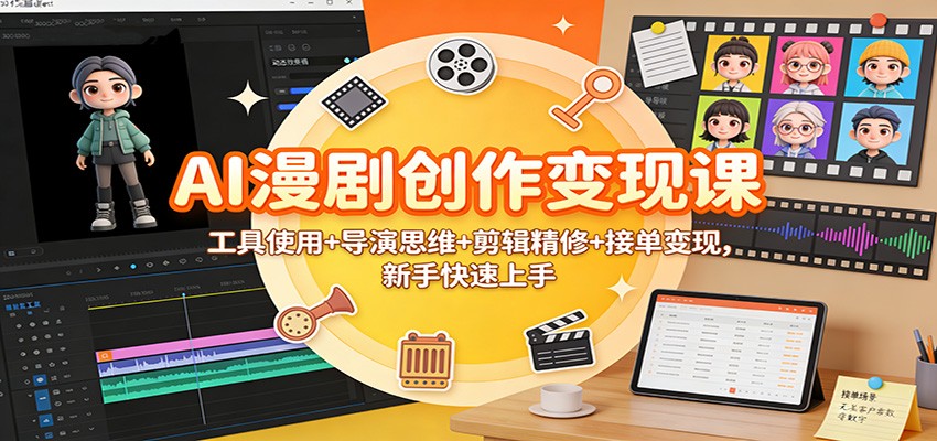 AI漫剧创作变现课:工具使用+导演思维+剪辑精修+接单变现,新手快速上手-来友网创