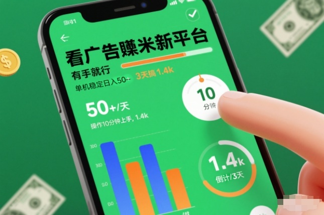 看广告賺米新平台,有手就行,单机稳定日入50+,操作10分钟上手,3天搞了1.4k【揭秘】-来友网创