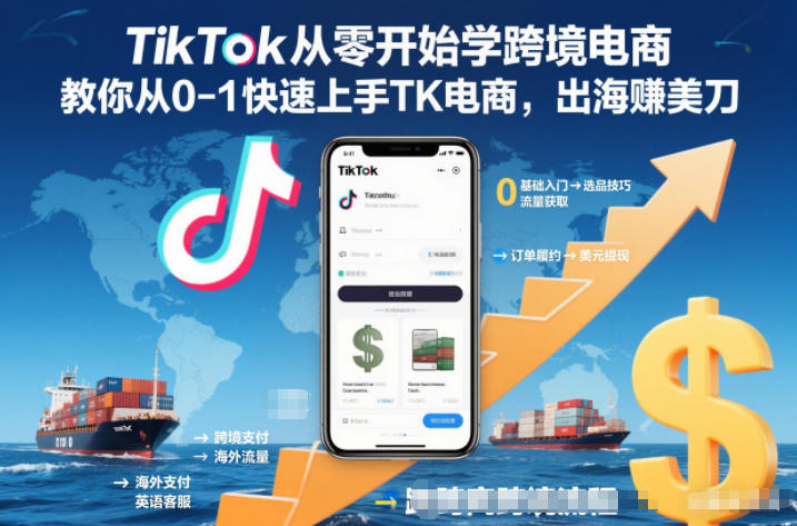 TikTok从零开始学跨境电商,教你从0-1快速上手TK电商,出海賺美刀-来友网创