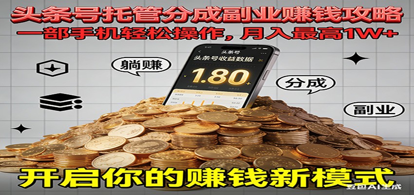 全程托管今日头条,一部手机就可以开干,最高躺赚1W+-来友网创