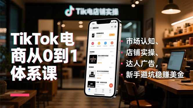 (16818期)TikTok电商从0到1体系课,市场认知、店铺实操、达人广告,新手避坑稳赚美金-来友网创