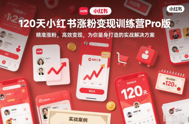 120天小红书涨粉变现训练营Pro版,精准涨粉,高效变现,为你量身打造的实战解决方案-来友网创