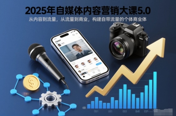 2025年自媒体内容营销大课5.0,从内容到流量,从流量到商业,构建自带流量的个体商业体-来友网创