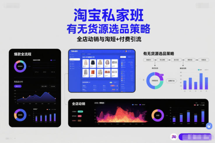 淘宝私家班,有无货源选品策略,高成功率爆款全流程打法,全店动销与淘短+付费引流-来友网创